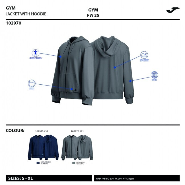 INDOOR GYM ZIP-UP HOODIE BLACK BLACK