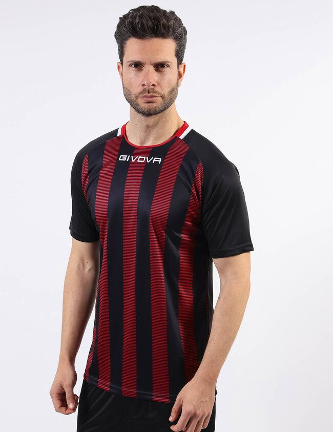 SHIRT TRATTO INTERLOCK NERO/ROSSO