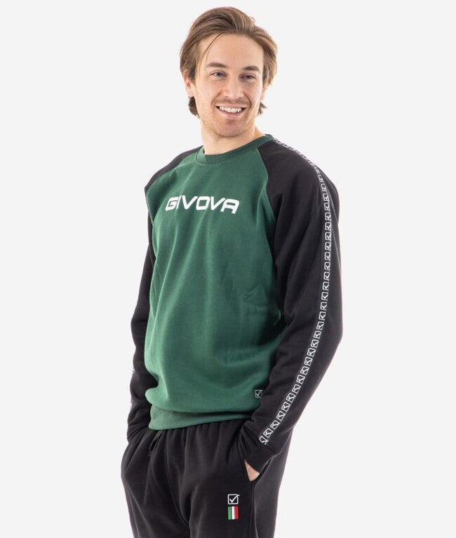 TUTA ITALIA UOMO 102 G/COLLO felpa CON BANDA VERDE/NERO