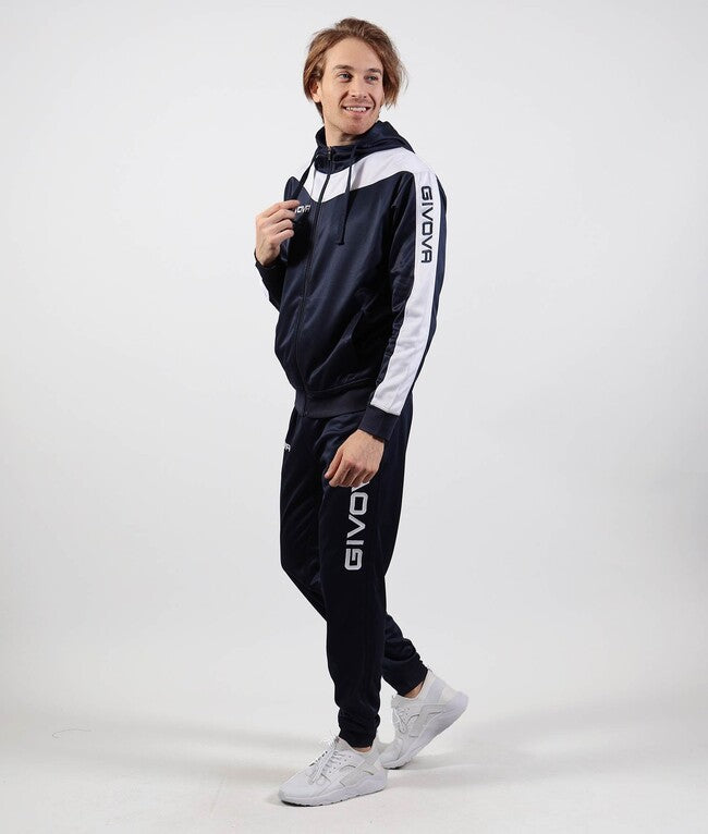 TUTA ROMA CON CAPPUCCIO POLARFLEECE BLU/BIANCO