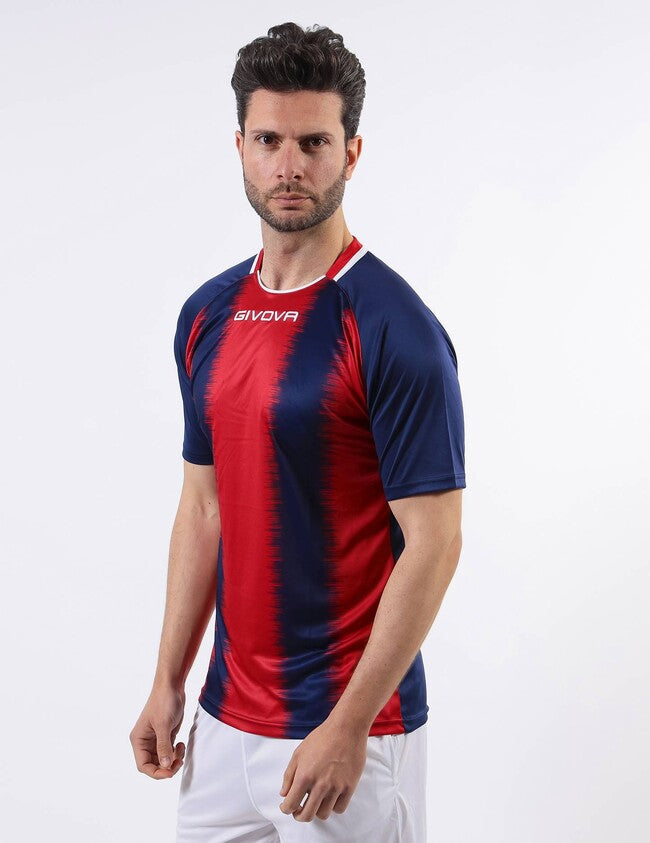 SHIRT STRIPE  M/C INTERLOCK BLU/ROSSO