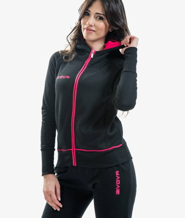 TUTA KING STAR DONNA FELPA NERO/FUXIA