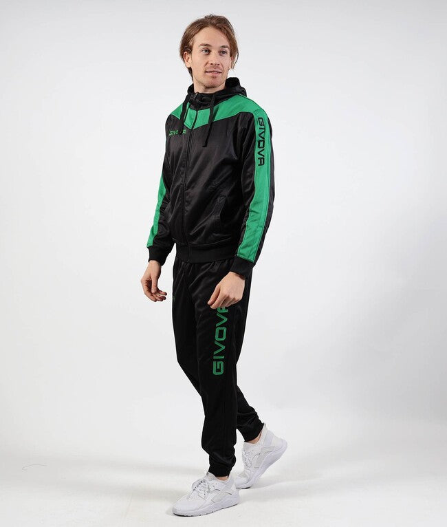 TUTA ROMA CON CAPPUCCIO POLARFLEECE NERO/VERDE