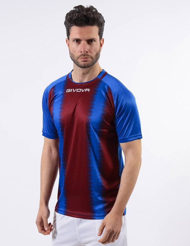 SHIRT STRIPE  M/C INTERLOCK AZZURRO/GRANATA