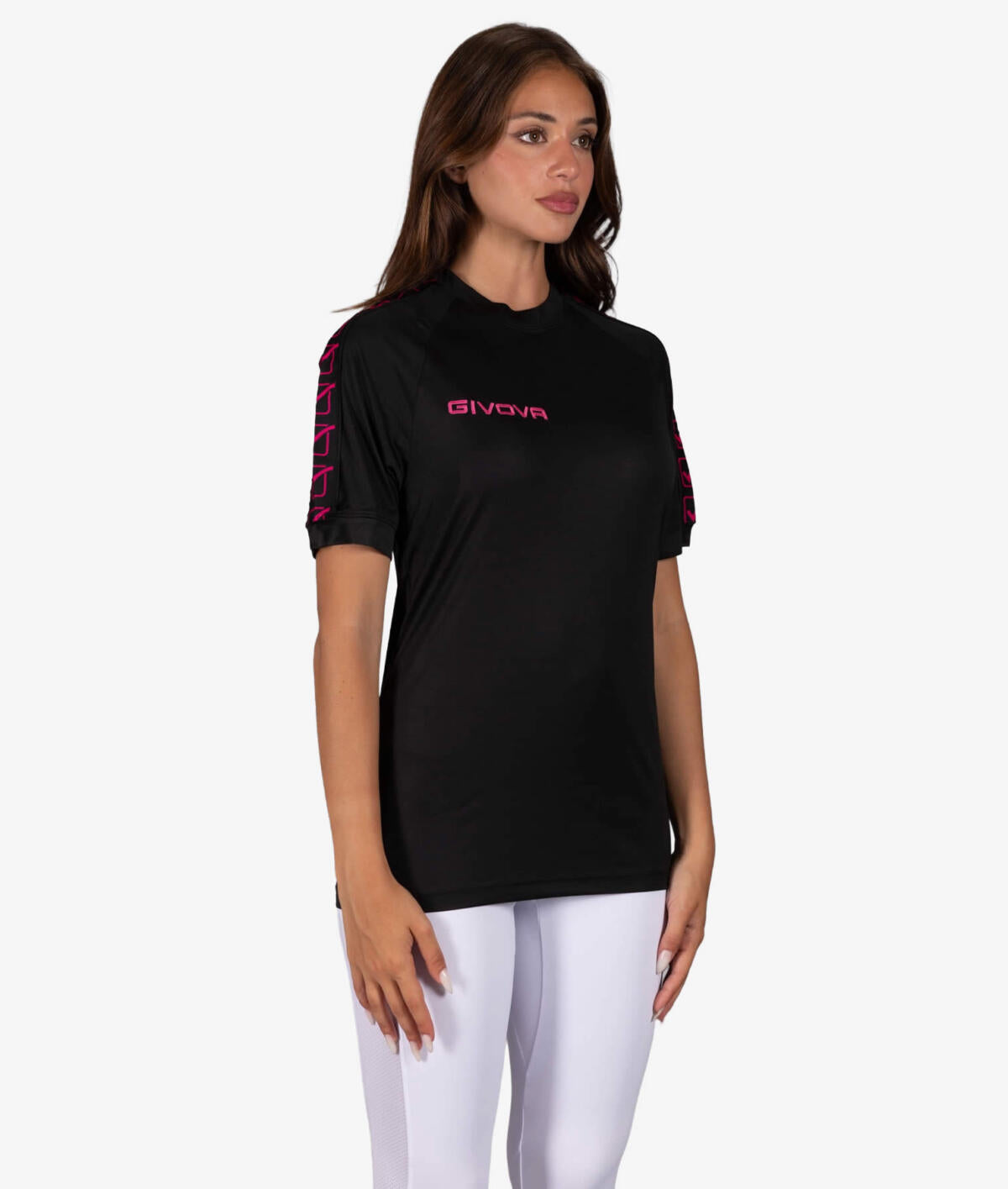 Μπλούζα T-SHIRT POLY BAND μαύρο-φούξια φλουό