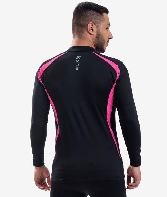RUNNING LONG SHIRT NERO/FUXIA