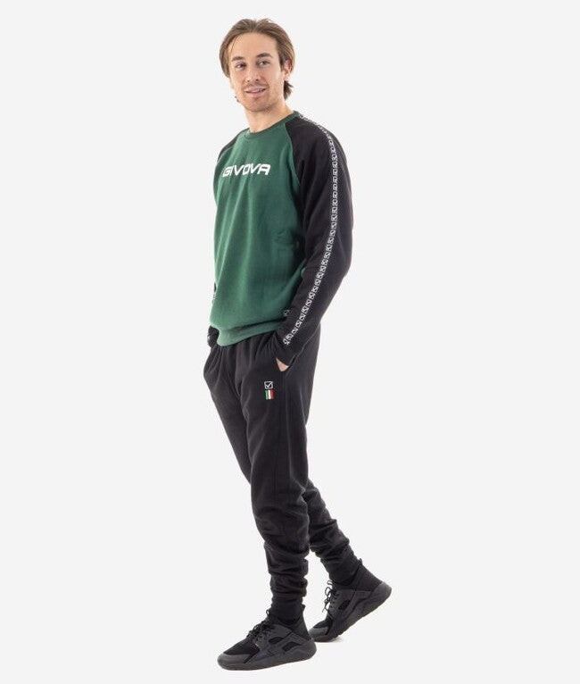 TUTA ITALIA UOMO 102 G/COLLO felpa CON BANDA VERDE/NERO
