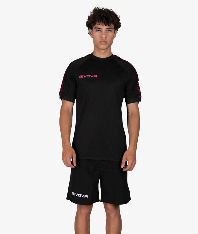 Μπλούζα T-SHIRT POLY BAND μαύρο-φούξια φλουό