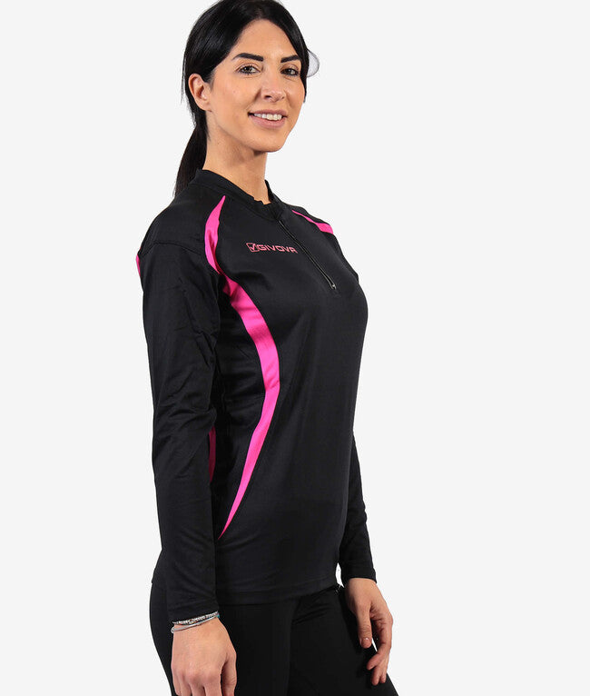 RUNNING LONG SHIRT NERO/FUXIA