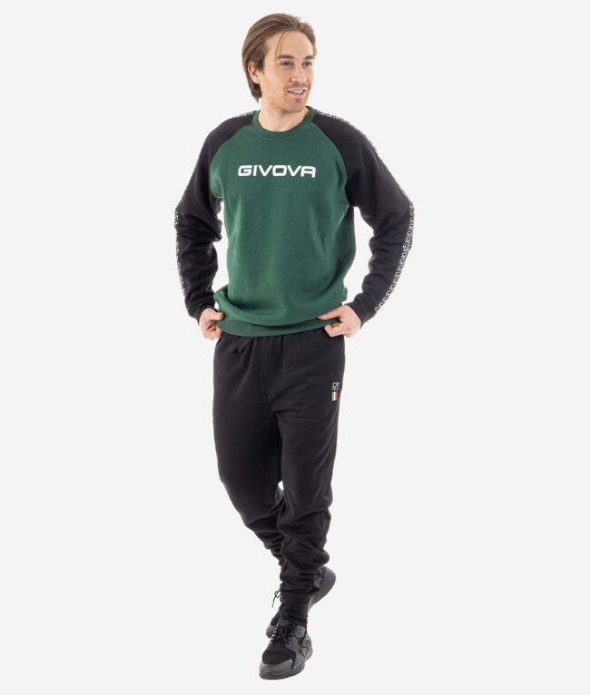 TUTA ITALIA UOMO 102 G/COLLO felpa CON BANDA VERDE/NERO