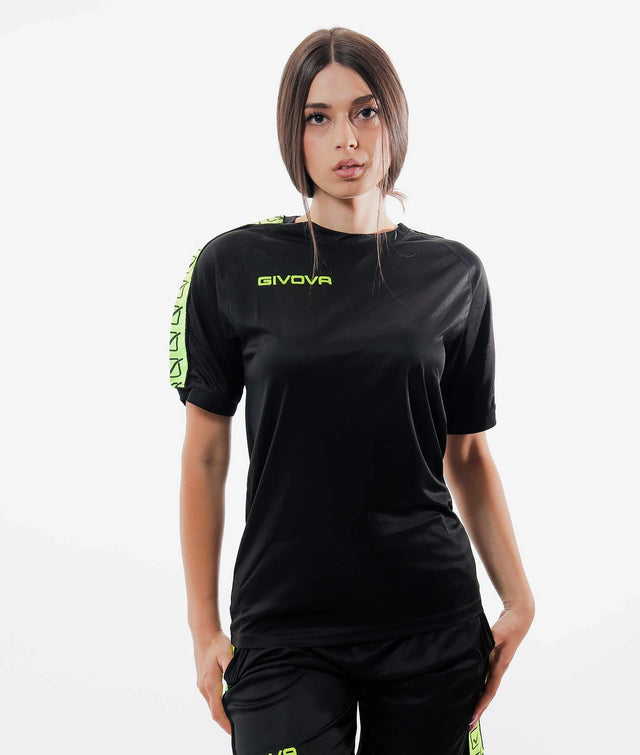 Κοντομάνικη μπλούζα T-SHIRT POLY BAND φλουό κίτρινο-μαύρο