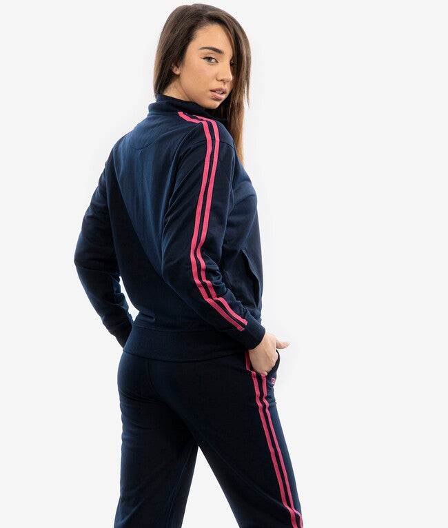 TUTA SCUOLA COTONE TERRY BLU/FUXIA