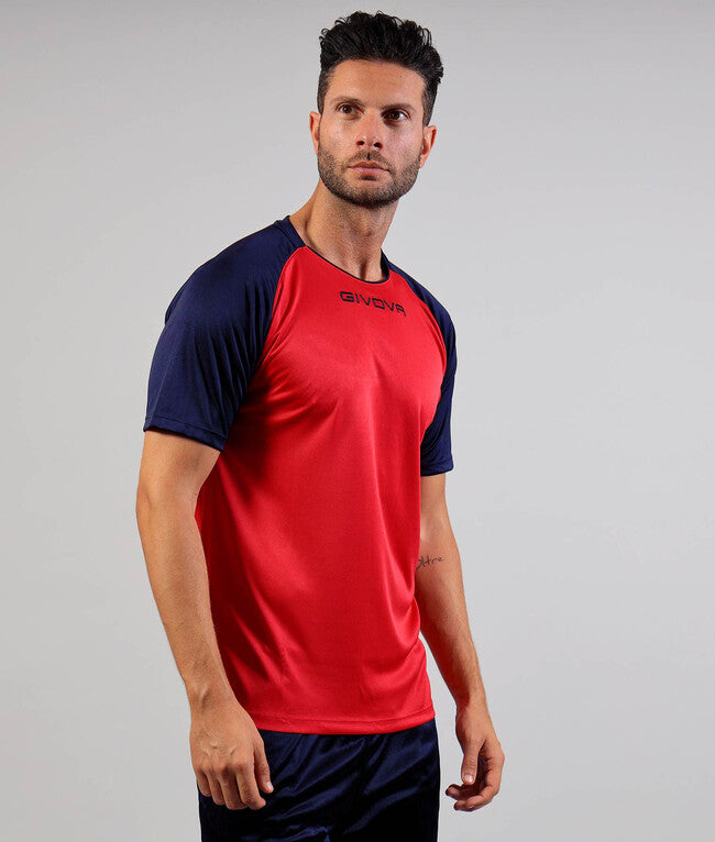 SHIRT CAPO INTERLOCK ROSSO/BLU