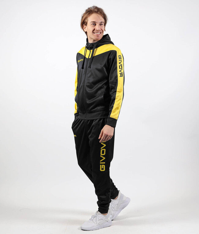 TUTA ROMA CON CAPPUCCIO POLARFLEECE NERO/GIALLO