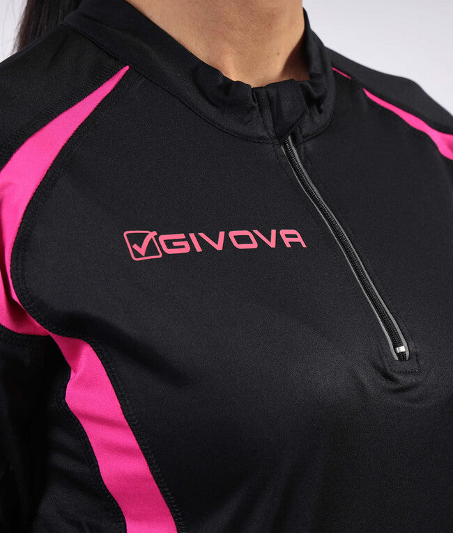 RUNNING LONG SHIRT NERO/FUXIA