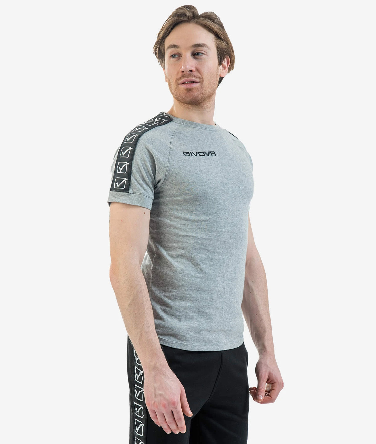 Κοντομάνικη μπλούζα T-SHIRT COTTON BAND ανοιχτό μελανζέ γκρι