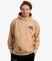 Φούτερ με κουκούλα FELPA con CAPPUCCIO SPACE καφέ