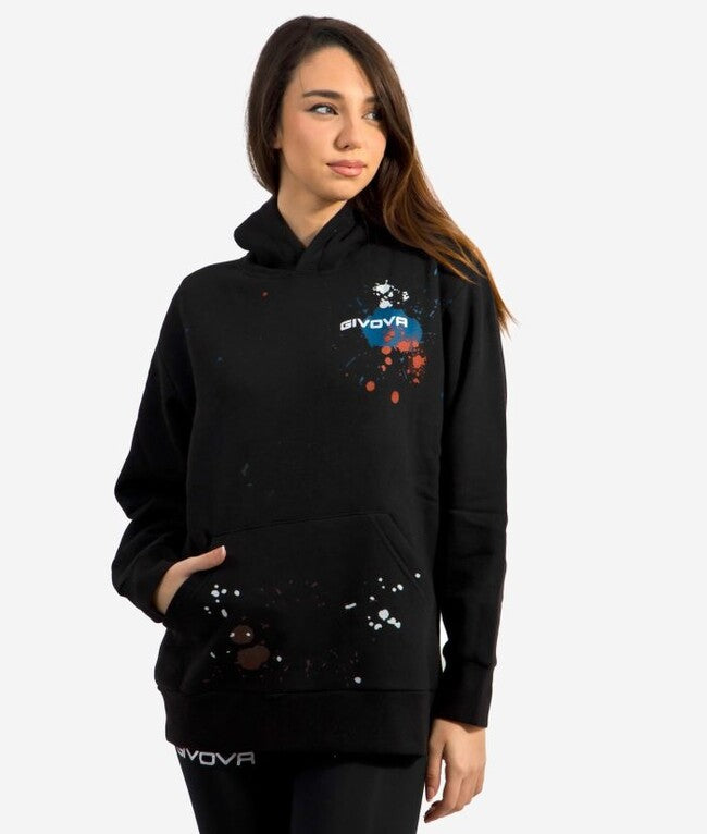 Φούτερ με κουκούλα FELPA con CAPPUCCIO SPACE μαύρο