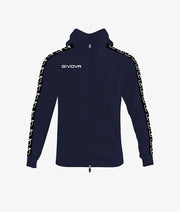 Φούτερ με κουκούλα FELPA FULL ZIP CON CAPPUCCIO TERRY BAND μπλε-μαύρο