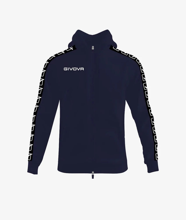 Φούτερ με κουκούλα FELPA FULL ZIP CON CAPPUCCIO TERRY BAND μπλε-μαύρο