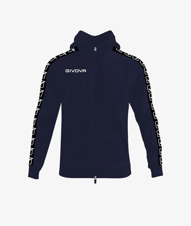 Φούτερ με κουκούλα FELPA FULL ZIP CON CAPPUCCIO TERRY BAND μπλε-μαύρο