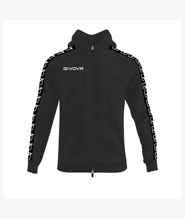 Φούτερ με κουκούλα FELPA FULL ZIP CON CAPPUCCIO TERRY BAND μαύρο
