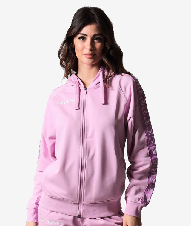 Φούτερ με κουκούλα FELPA FULL ZIP CON CAPPUCCIO TERRY BAND γκριζορόζ