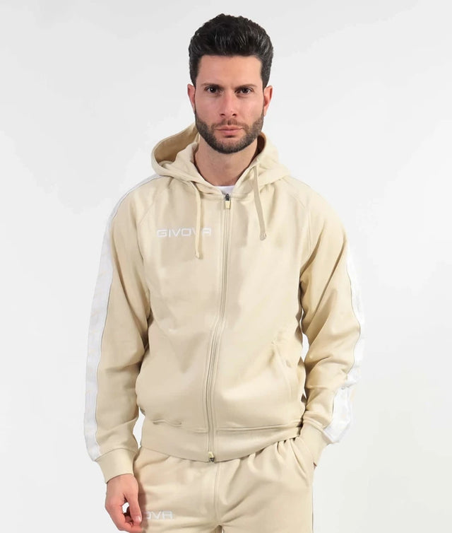 Φούτερ με κουκούλα FELPA FULL ZIP CON CAPPUCCIO TERRY BAND άμμος