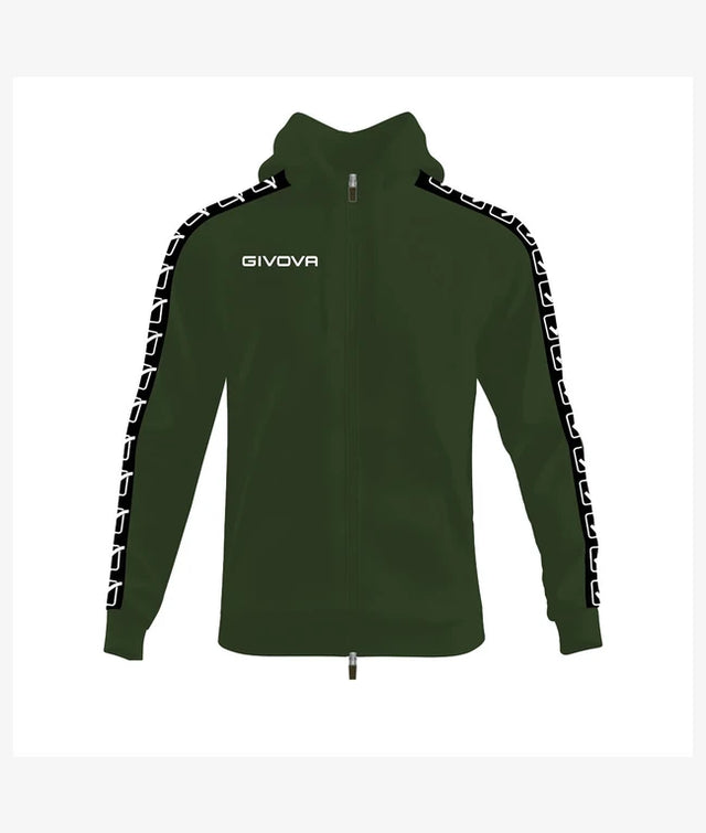 Φούτερ με κουκούλα FELPA FULL ZIP CON CAPPUCCIO TERRY BAND στρατιωτικό πράσινο-μαύρο
