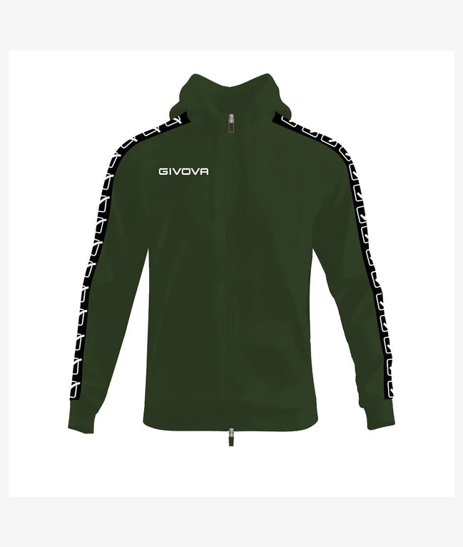 Φούτερ με κουκούλα FELPA FULL ZIP CON CAPPUCCIO TERRY BAND στρατιωτικό πράσινο-μαύρο