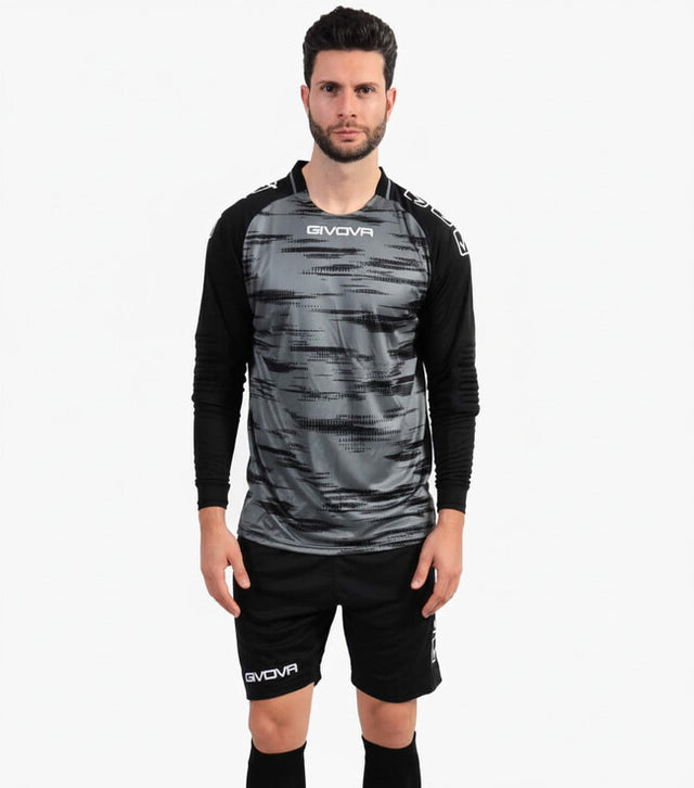 Φανέλα τερματοφύλακα KIT PORTIERE DIFESA σκούρο γκρι-μαύρο