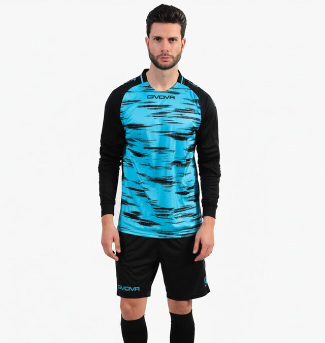 Φανέλα τερματοφύλακα KIT PORTIERE DIFESA τιρκουάζ-μαύρο