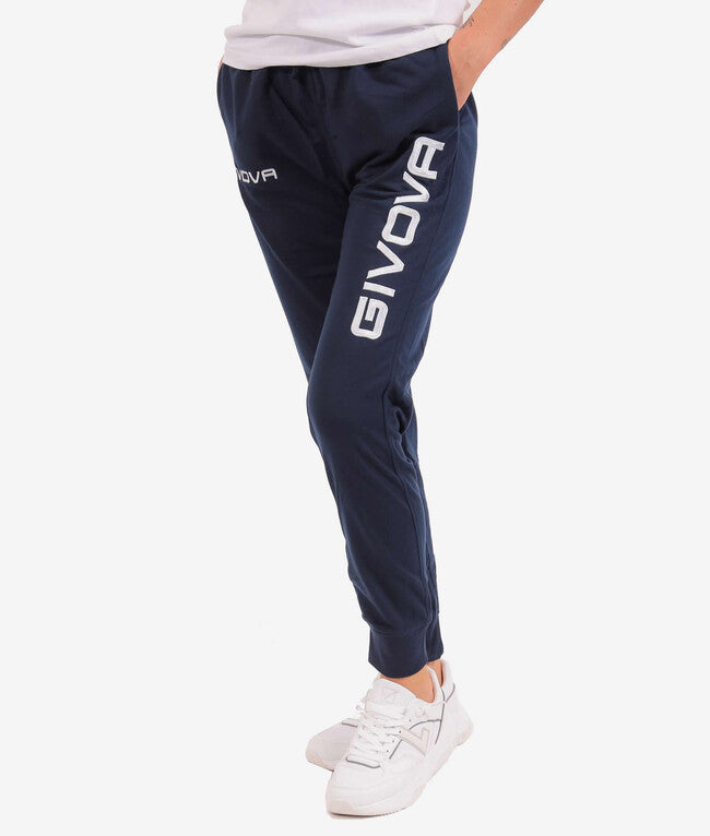 PANTA COTONE MOD. MOON BIG LOGO BLU