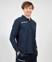 Μακρυμάνικη μπλούζα πόλο POLO COTONE PIQUET WINTER μπλε