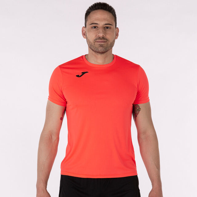 Μπλούζα για τρέξιμο RECORD II SHORT SLEEVE T-SHIRT κοραλλί φθορίζον