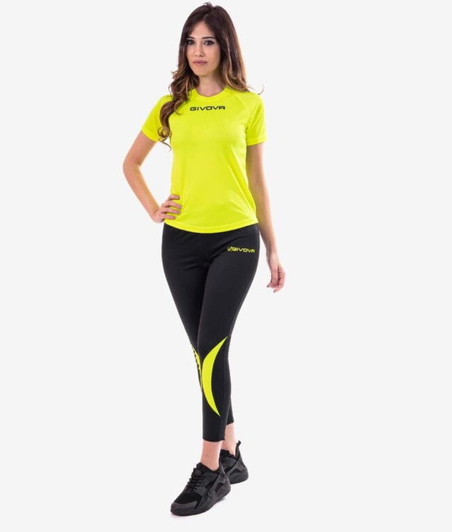 Παντελόνι για τρέξιμο RUNNING LONG PANT μαύρο-φλουό κίτρινο