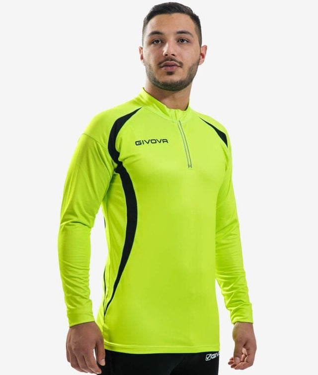 Μακρυμάνικη μπλούζα RUNNING LONG SHIRT φλουό κίτρινο-μαύρο