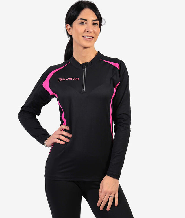 Μακρυμάνικη μπλούζα RUNNING LONG SHIRT μαύρο-φούξια