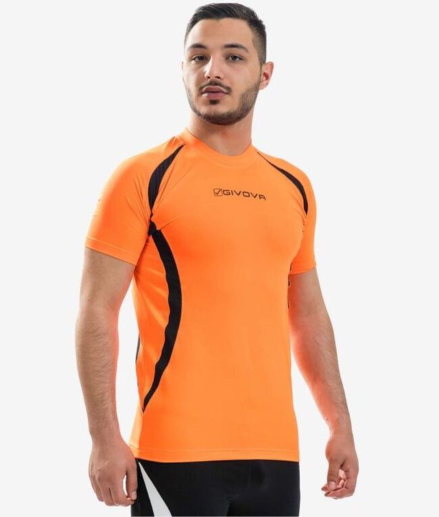 Μπλούζα RUNNING SHIRT φλουό πορτοκαλί-μαύρο