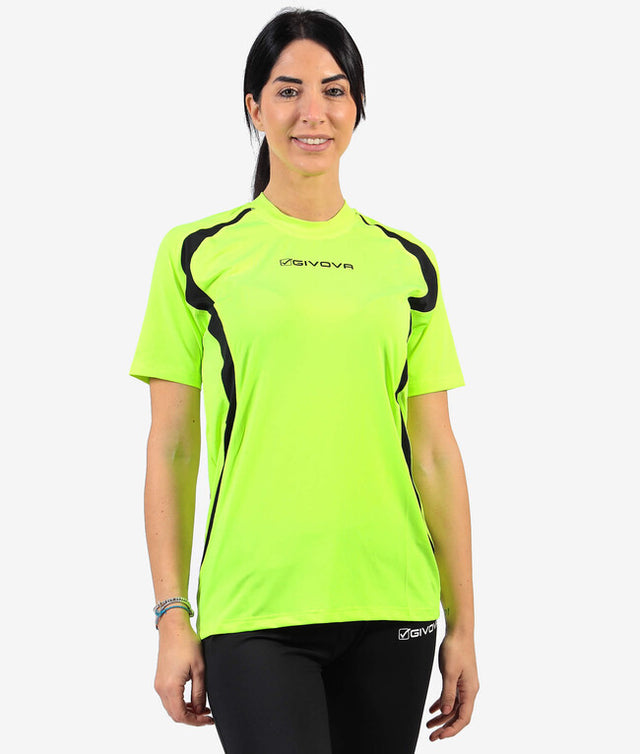 Μπλούζα RUNNING SHIRT φλουό κίτρινο-μαύρο