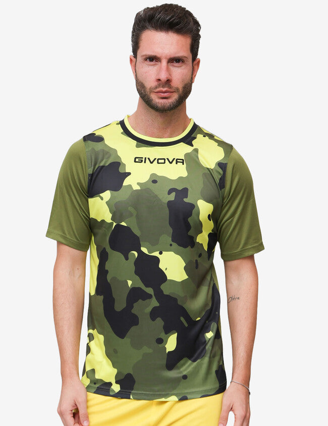 SHIRT ARMY INTERLOCK VERDE MILITARE/GIALLO FLUO