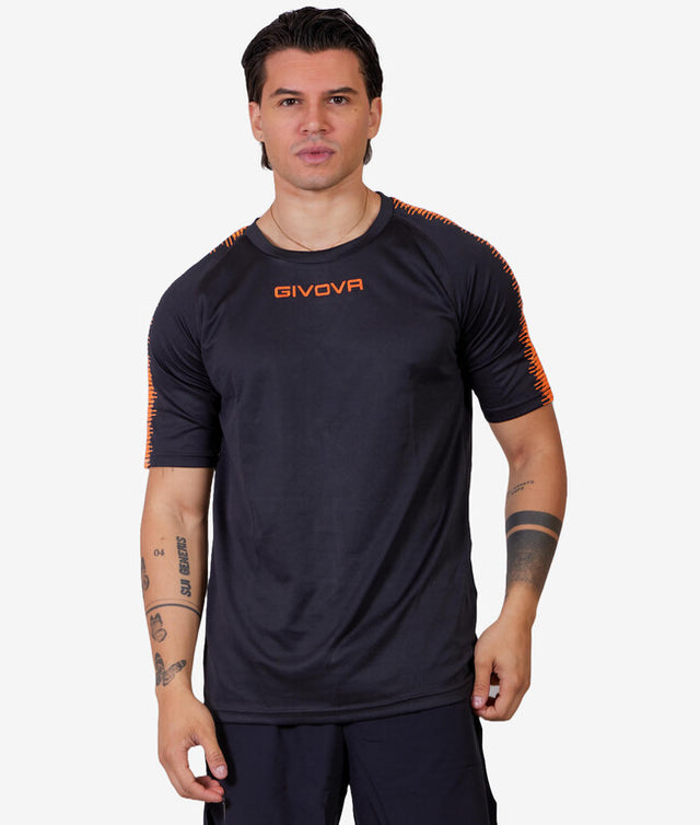 Φανέλα / μπλούζα SHIRT CLUB μαύρο-φλουό πορτοκαλί