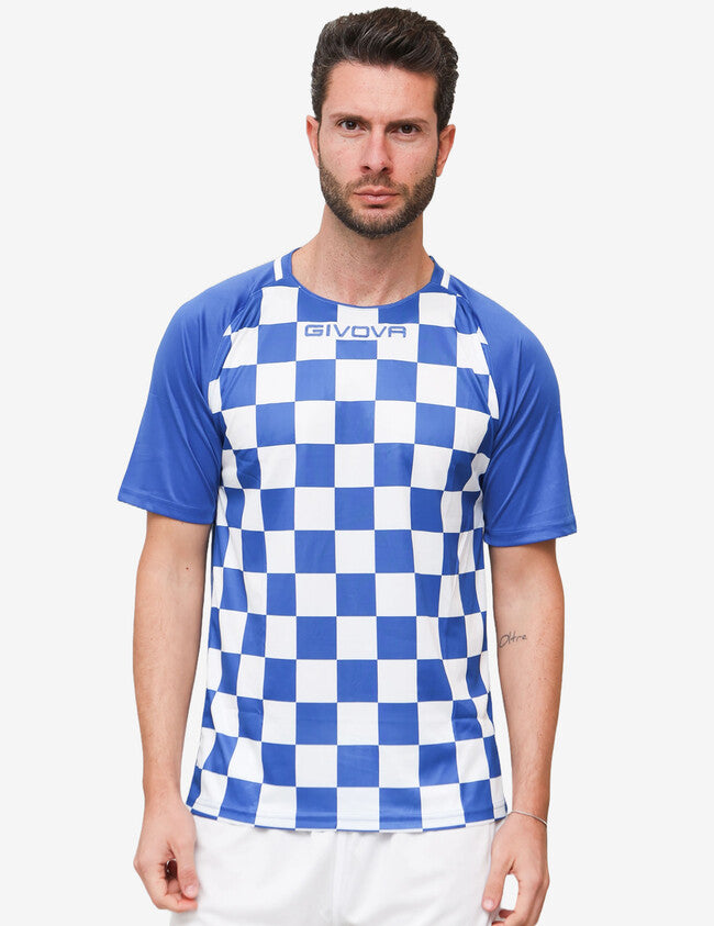 SHIRT DAMA INTERLOCK BIANCO/AZZURRO