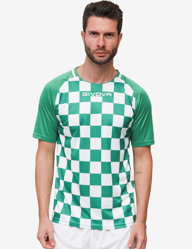 SHIRT DAMA INTERLOCK VERDE/BIANCO
