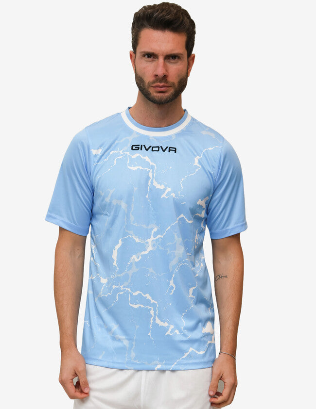 SHIRT GRAFITE INTERLOCK CELESTE/BIANCO