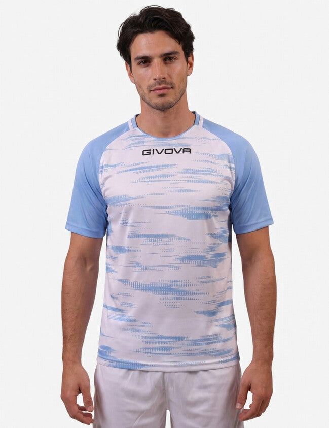 SHIRT PIXEL INTERLOCK BIANCO/CELESTE
