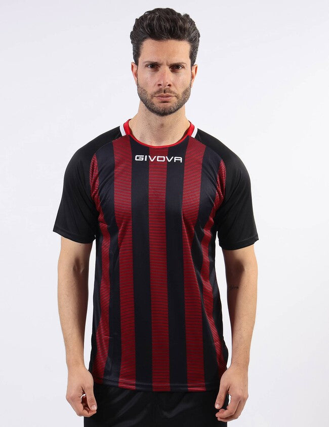 SHIRT TRATTO INTERLOCK NERO/ROSSO