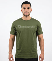 Μπλούζα T-SHIRT COTONE MONDO στρατιωτικό πράσινο-λευκό