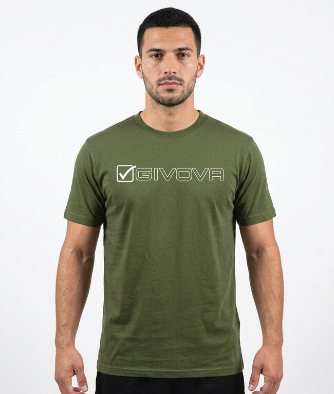 Μπλούζα T-SHIRT COTONE MONDO στρατιωτικό πράσινο-λευκό