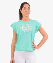 Γυναικεία μπλούζα T-SHIRT LADY FLORAL πράσινο τιρκουάζ